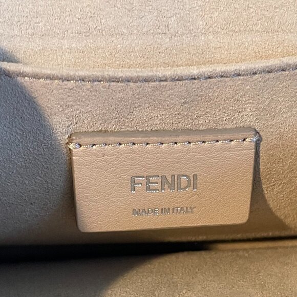 FENDI Vitello Liberty Scalloped Studded Kan I Shoulder Bag in Fragola - Preowned - Picture 12 of 14